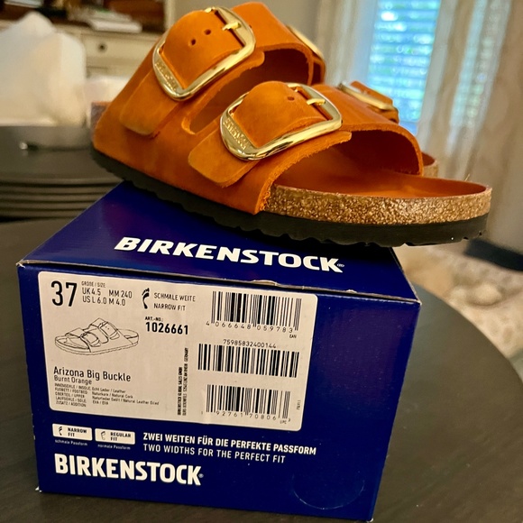 Orange Big Buckle Birkenstock Arizona Size 37 - NEW w/Box - Picture 4 of 6